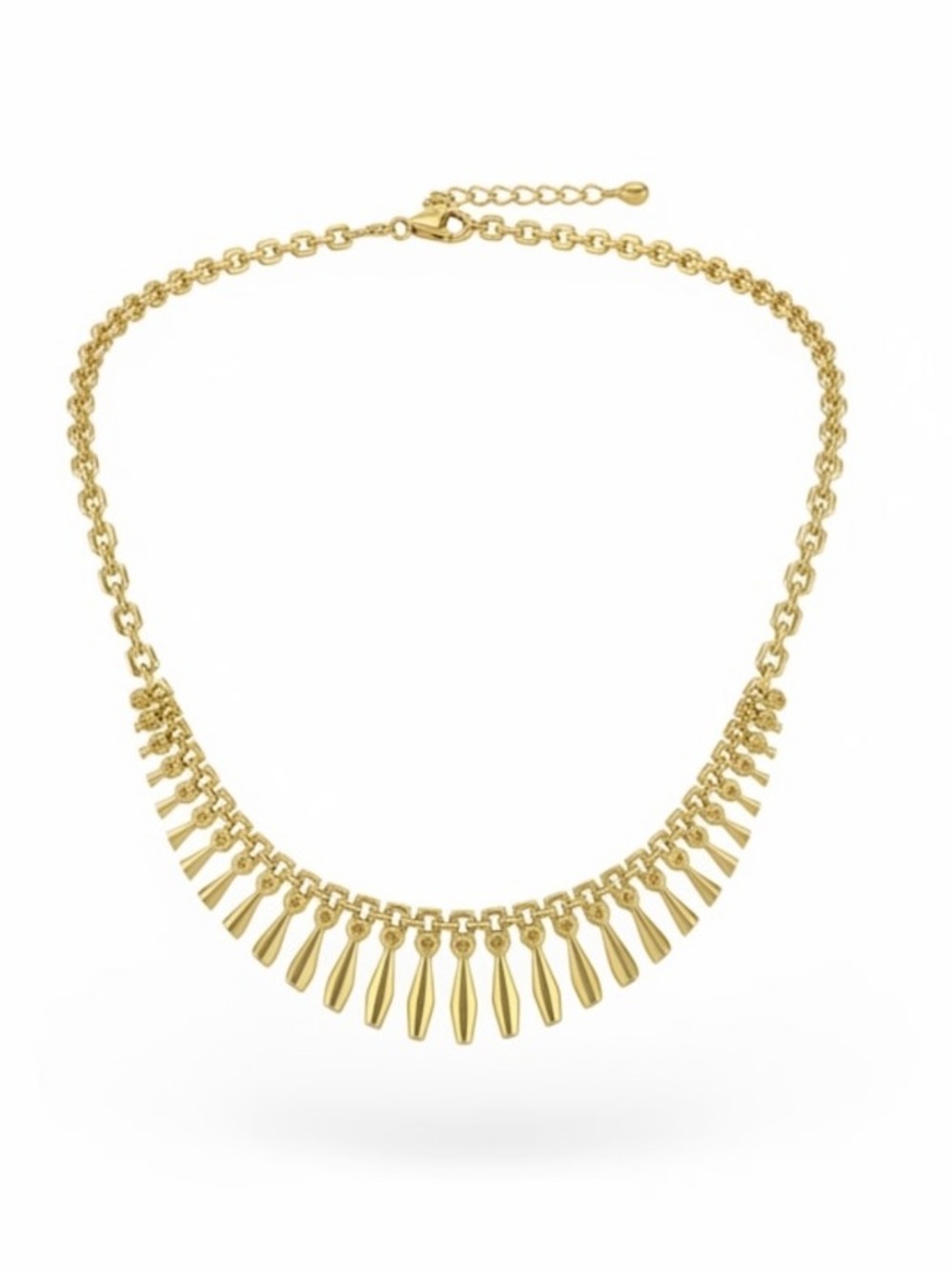 Gold 14K or “585” Italian Yellow Fringe Cleopatra Necklace 14.52g 17”